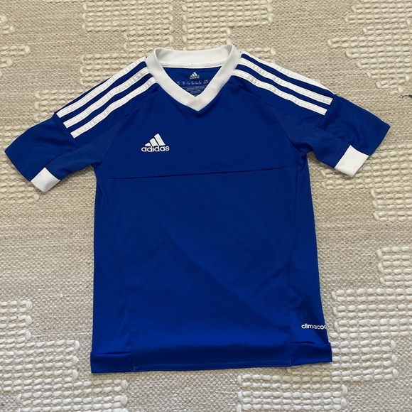 adidas Other - Boys Blue Adidas 3 Stripe Short Sleeve Jersey Tee